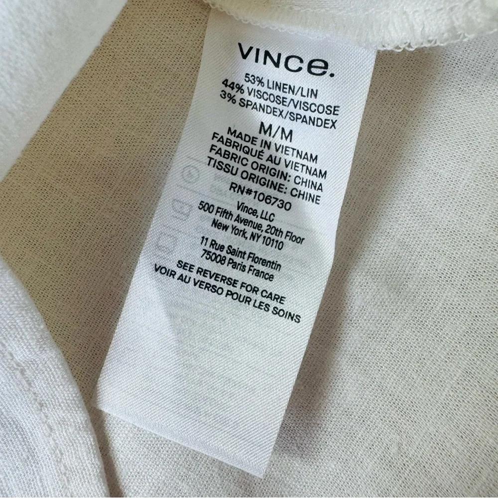 Vince Classic White linen blend Button-Up Shirt size M - Picture 10 of 16